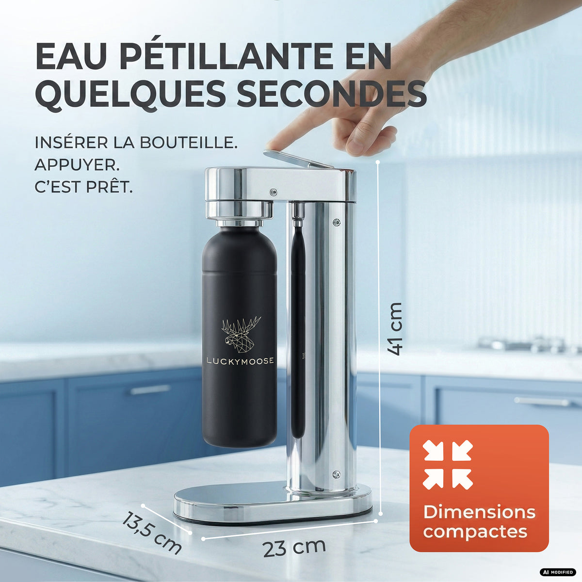 Machine à eau gazeuse Infinity-S avec 2 bouteilles en acier inoxydable d