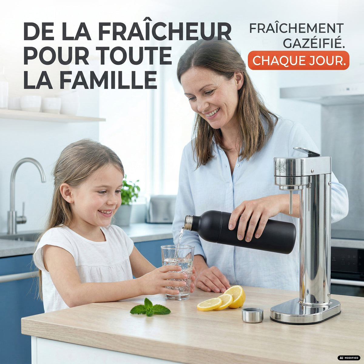 Machine à eau gazeuse Infinity-S avec 2 bouteilles en acier inoxydable d