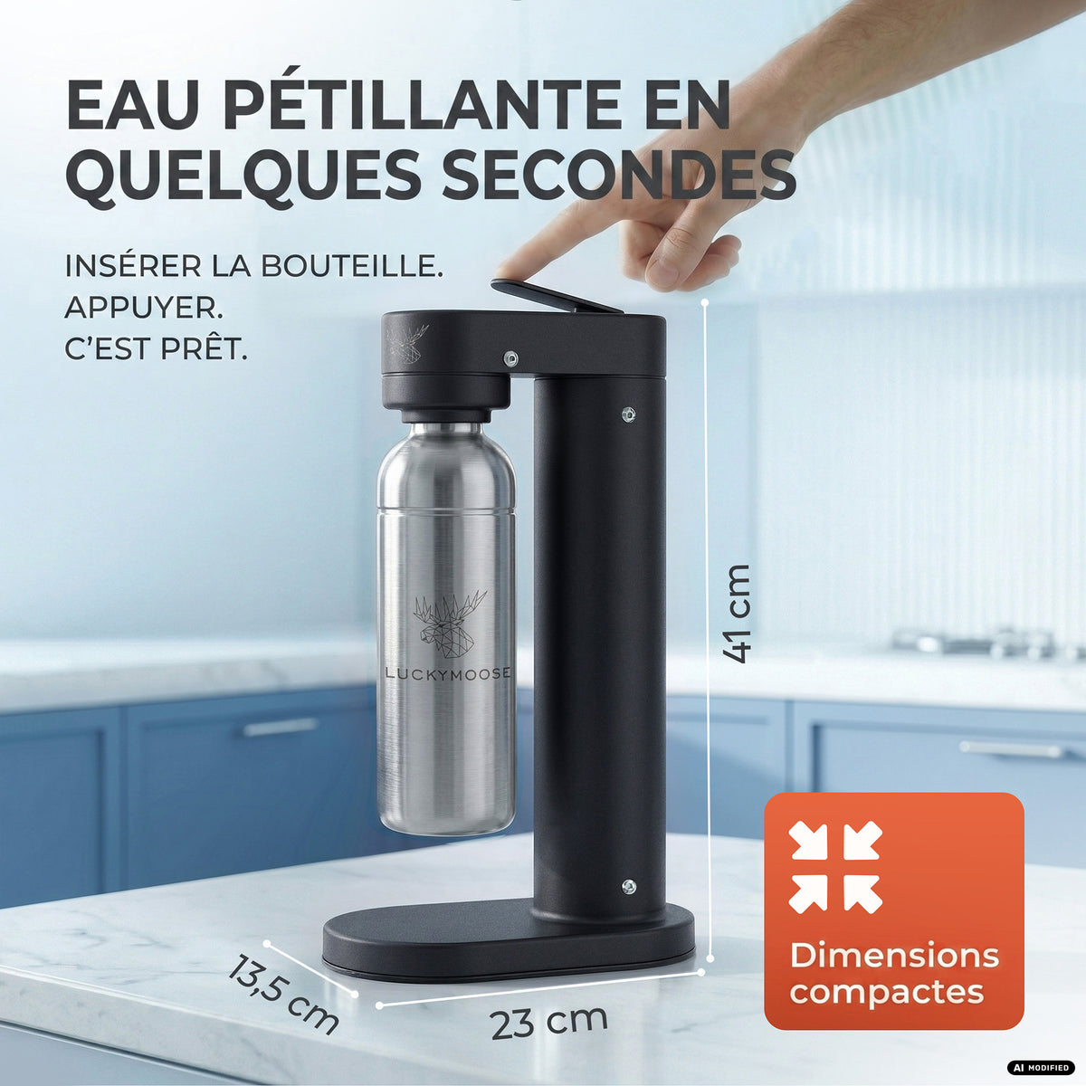 Machine à eau gazeuse Infinity-S avec 2 bouteilles en acier inoxydable d