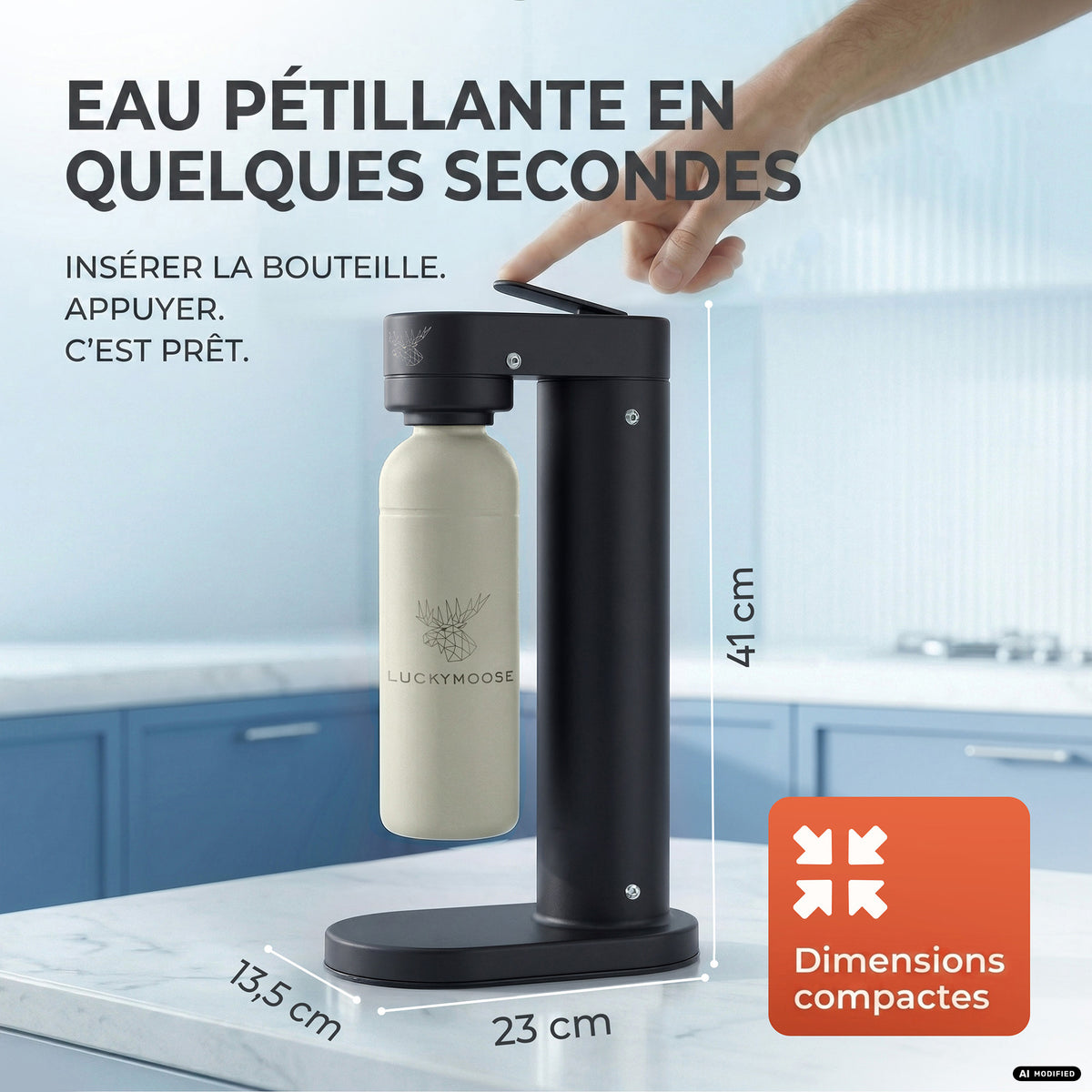 Machine à eau gazeuse Infinity-S avec 2 bouteilles en acier inoxydable d