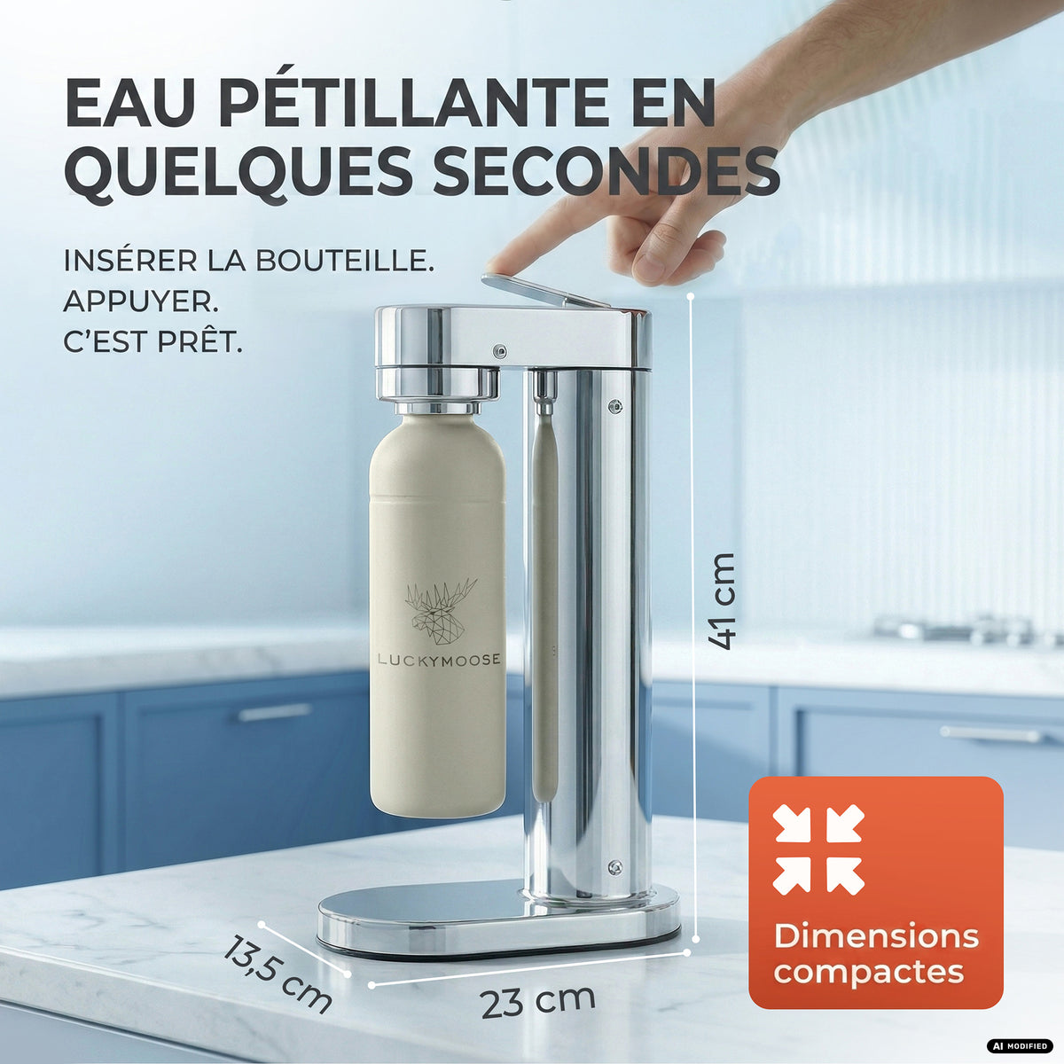 Machine à eau gazeuse Infinity-S avec 2 bouteilles en acier inoxydable d