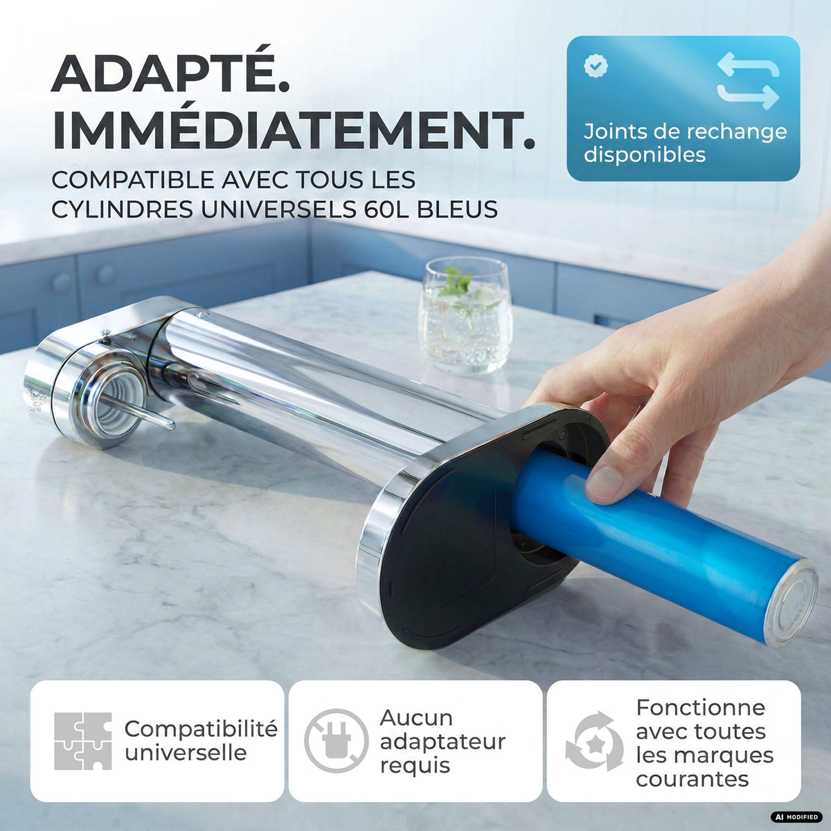 Machine à eau gazeuse Infinity-S avec 2 bouteilles en acier inoxydable d