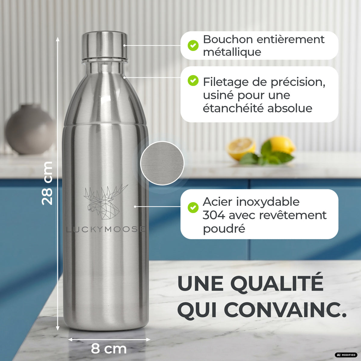 Bouteille en acier inoxydable Infinity pour 1,1L & 0,75L Sodastream TERRA & DUO