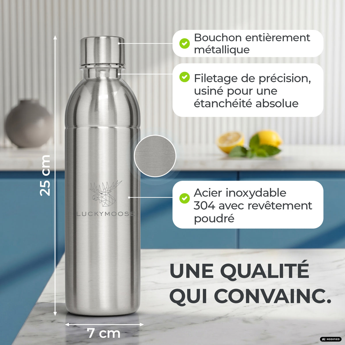 Bouteille en acier inoxydable Infinity pour 1,1L & 0,75L Sodastream TERRA & DUO