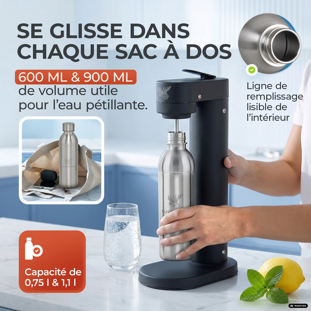 Bouteille en acier inoxydable Infinity pour 1,1L & 0,75L Sodastream TERRA & DUO