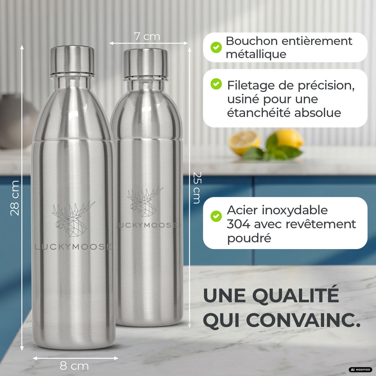 Bouteille en acier inoxydable Infinity pour 1,1L & 0,75L Sodastream TERRA & DUO