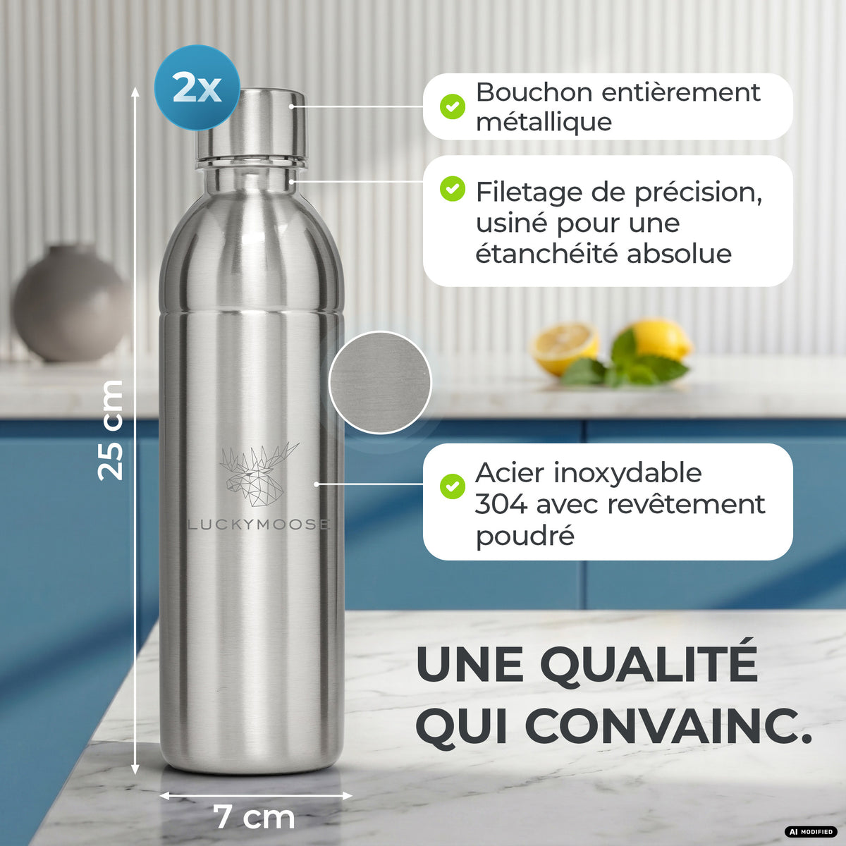 Bouteille en acier inoxydable Infinity pour 1,1L & 0,75L Sodastream TERRA & DUO