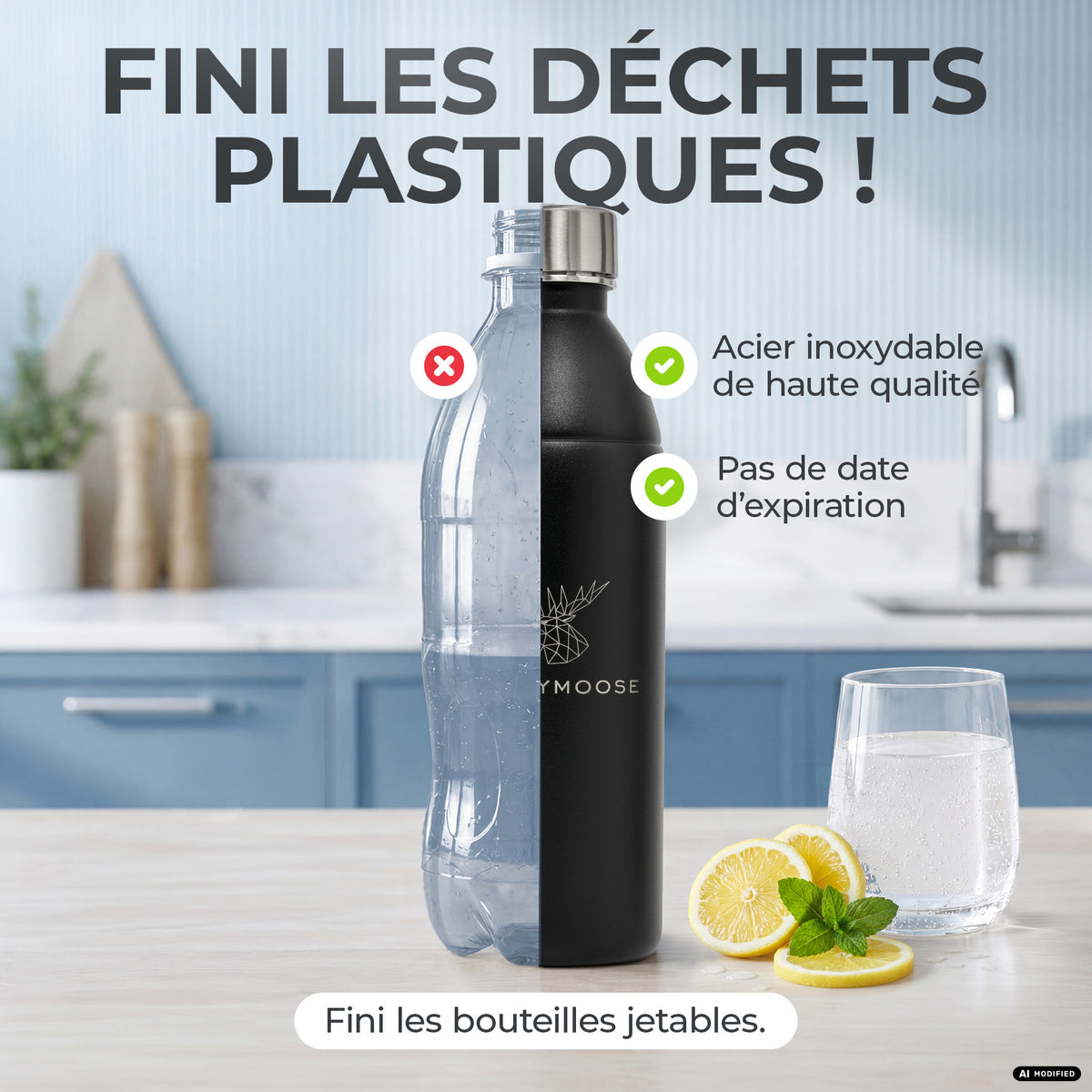 Bouteille en acier inoxydable Infinity pour 1,1L & 0,75L Sodastream TERRA & DUO