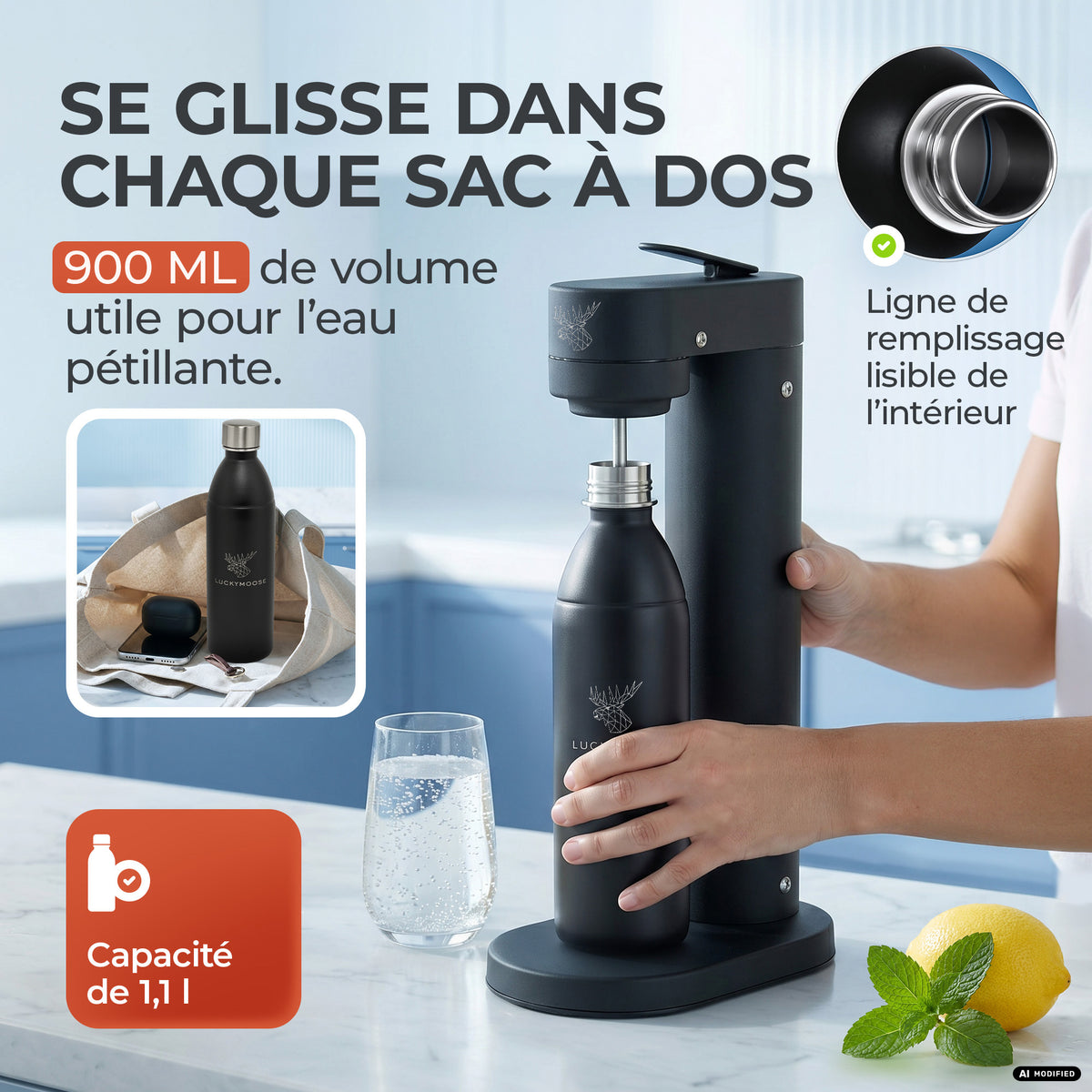 Bouteille en acier inoxydable Infinity pour 1,1L & 0,75L Sodastream TERRA & DUO