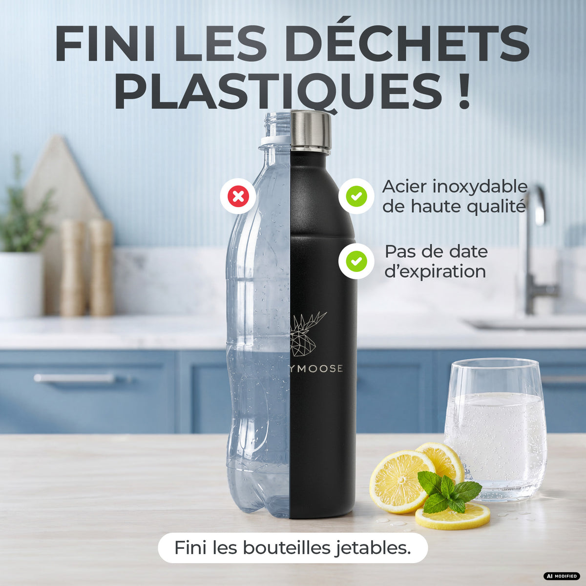 Bouteille en acier inoxydable Infinity pour 1,1L & 0,75L Sodastream TERRA & DUO