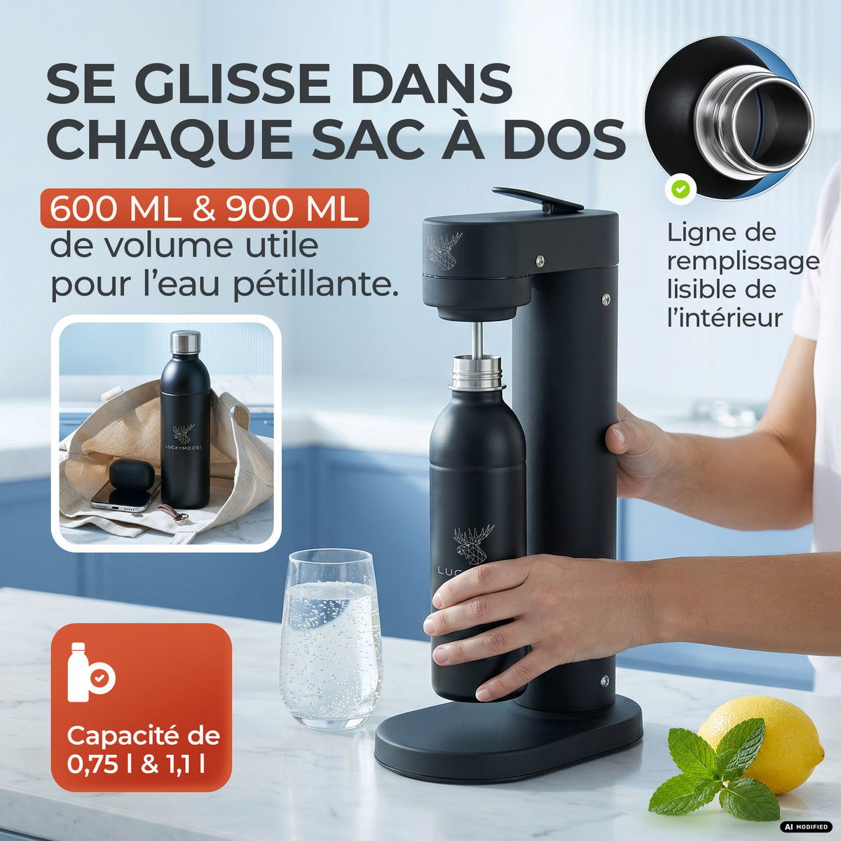 Bouteille en acier inoxydable Infinity pour 1,1L & 0,75L Sodastream TERRA & DUO