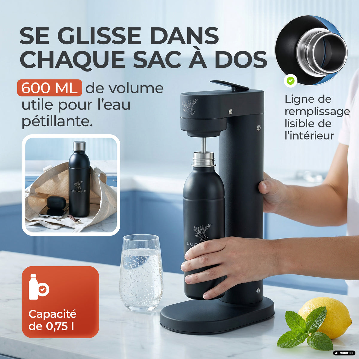 Bouteille en acier inoxydable Infinity pour 1,1L & 0,75L Sodastream TERRA & DUO