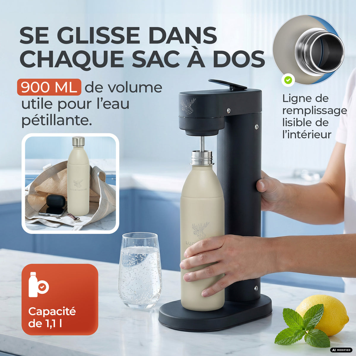 Bouteille en acier inoxydable Infinity pour 1,1L & 0,75L Sodastream TERRA & DUO