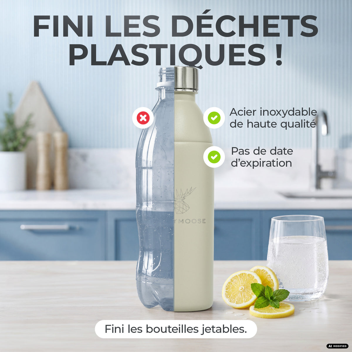 Bouteille en acier inoxydable Infinity pour 1,1L & 0,75L Sodastream TERRA & DUO
