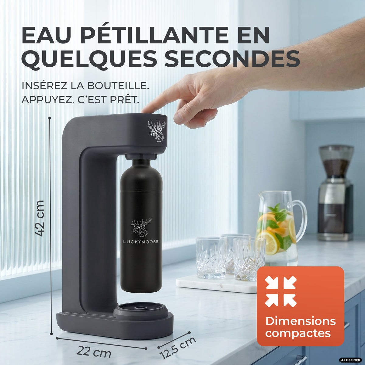 Infinity siphon à eau avec 2 bouteilles en acier inoxydable de 1,25 L