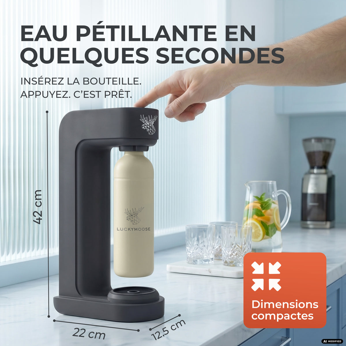 Infinity siphon à eau avec 2 bouteilles en acier inoxydable de 1,25 L