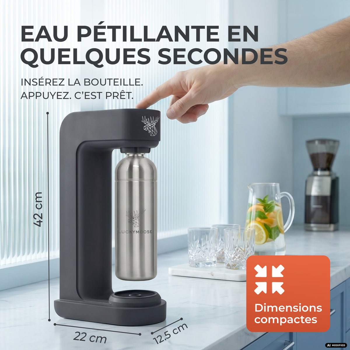 Infinity siphon à eau avec 2 bouteilles en acier inoxydable de 1,25 L