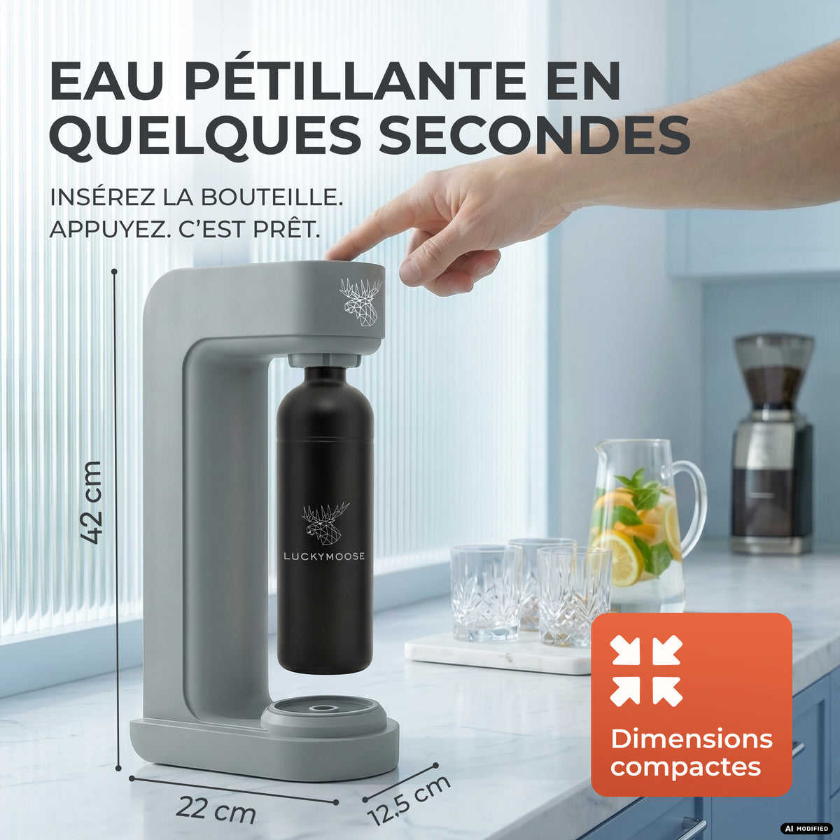 Infinity siphon à eau avec 2 bouteilles en acier inoxydable de 1,25 L