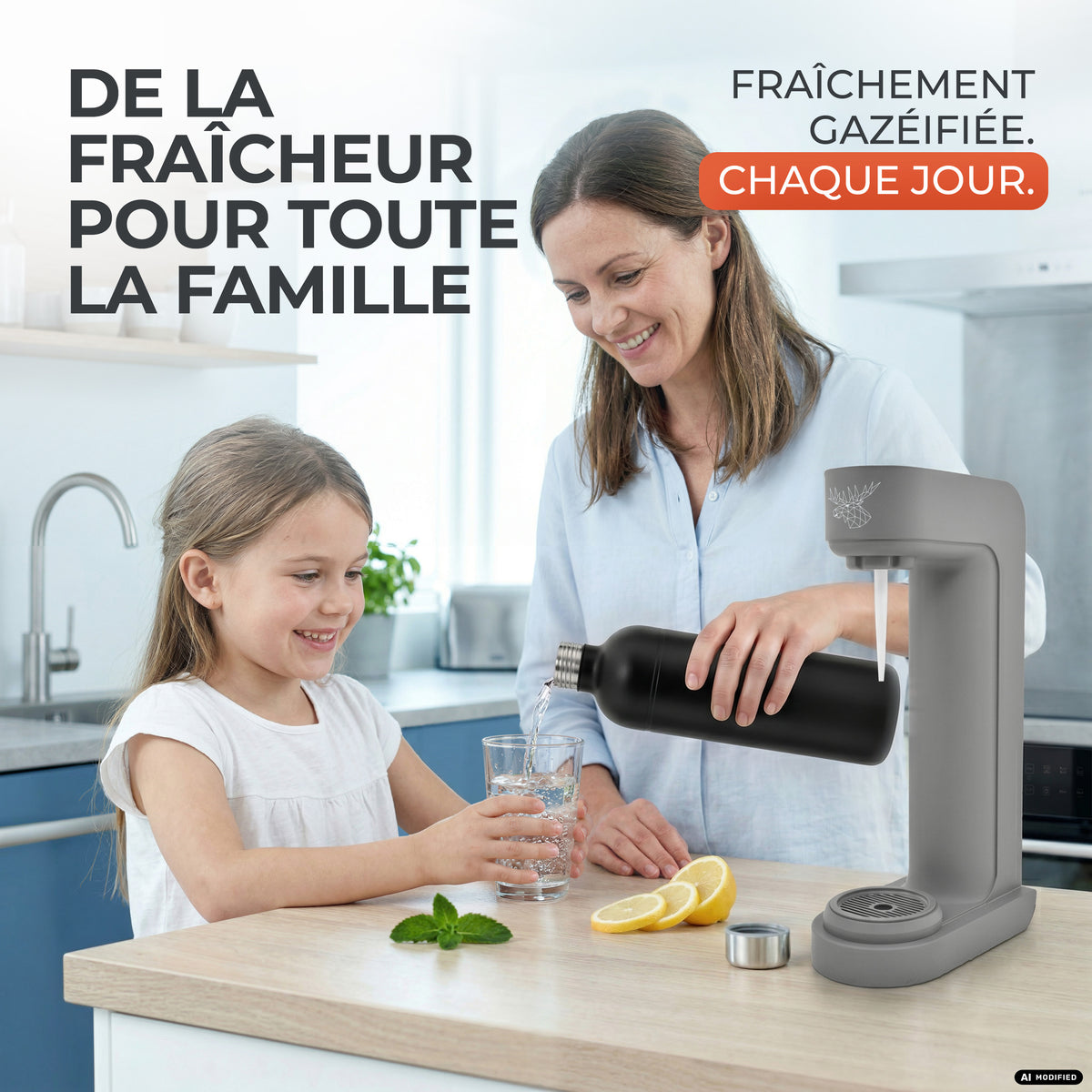 Infinity siphon à eau avec 2 bouteilles en acier inoxydable de 1,25 L