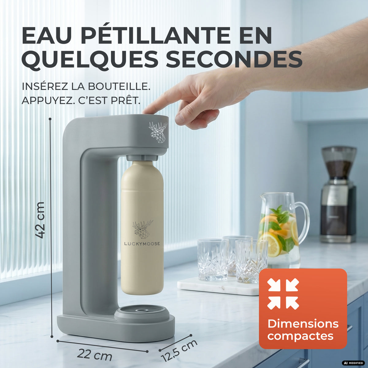Infinity siphon à eau avec 2 bouteilles en acier inoxydable de 1,25 L