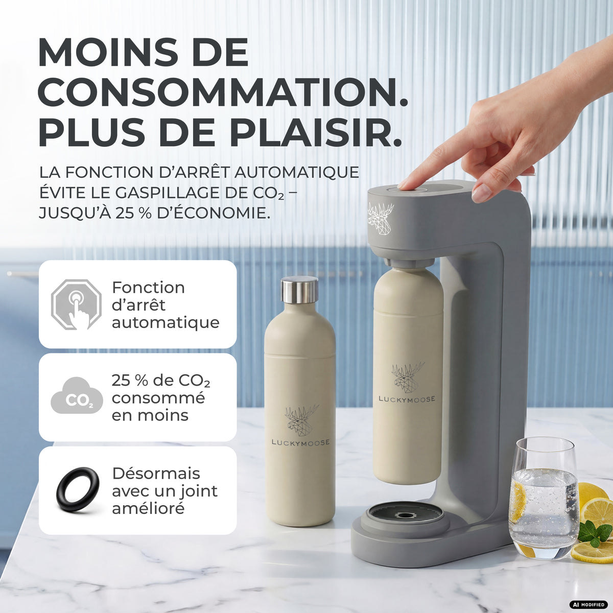Infinity siphon à eau avec 2 bouteilles en acier inoxydable de 1,25 L