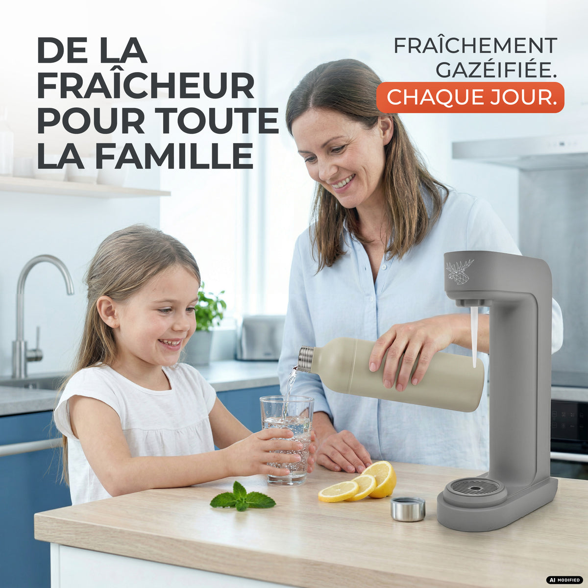 Infinity siphon à eau avec 2 bouteilles en acier inoxydable de 1,25 L