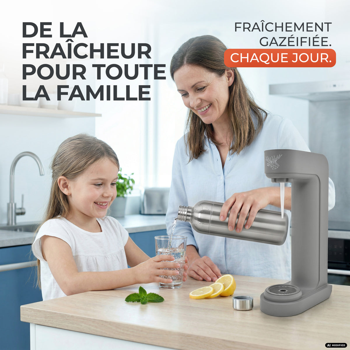 Infinity siphon à eau avec 2 bouteilles en acier inoxydable de 1,25 L