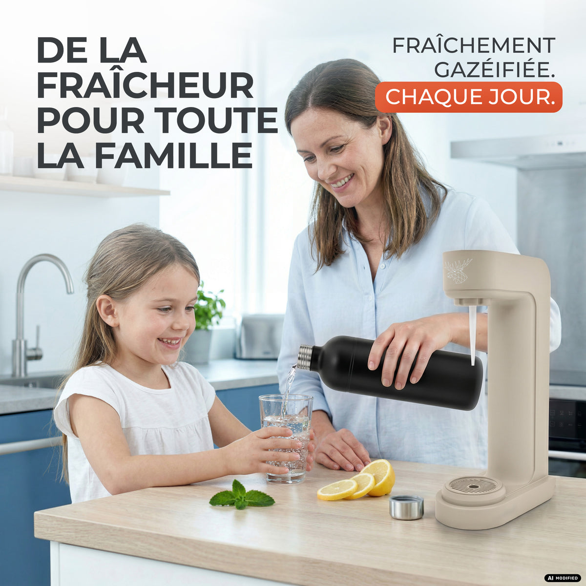 Infinity siphon à eau avec 2 bouteilles en acier inoxydable de 1,25 L