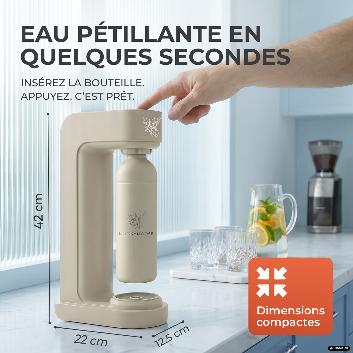 Infinity siphon à eau avec 2 bouteilles en acier inoxydable de 1,25 L