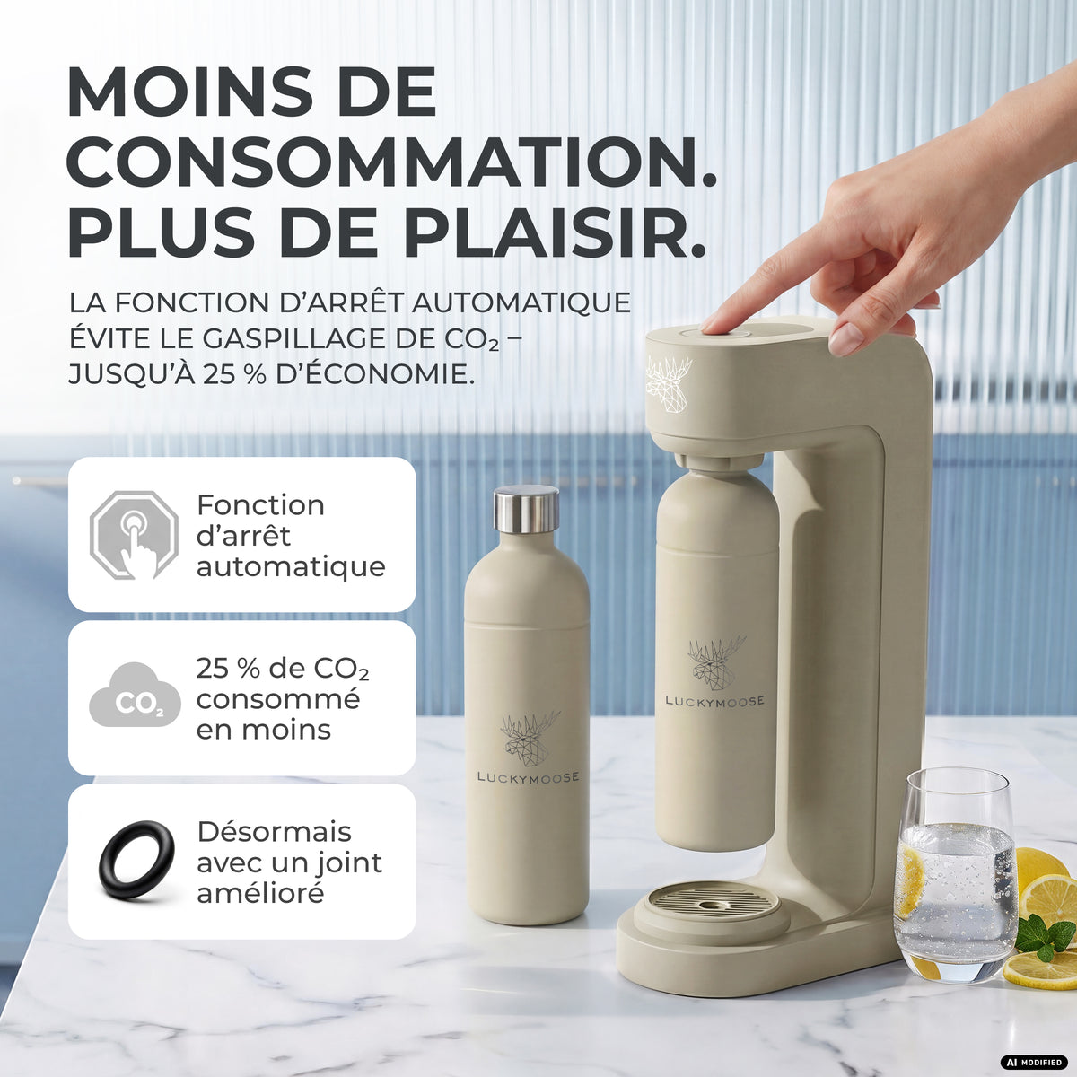 Infinity siphon à eau avec 2 bouteilles en acier inoxydable de 1,25 L