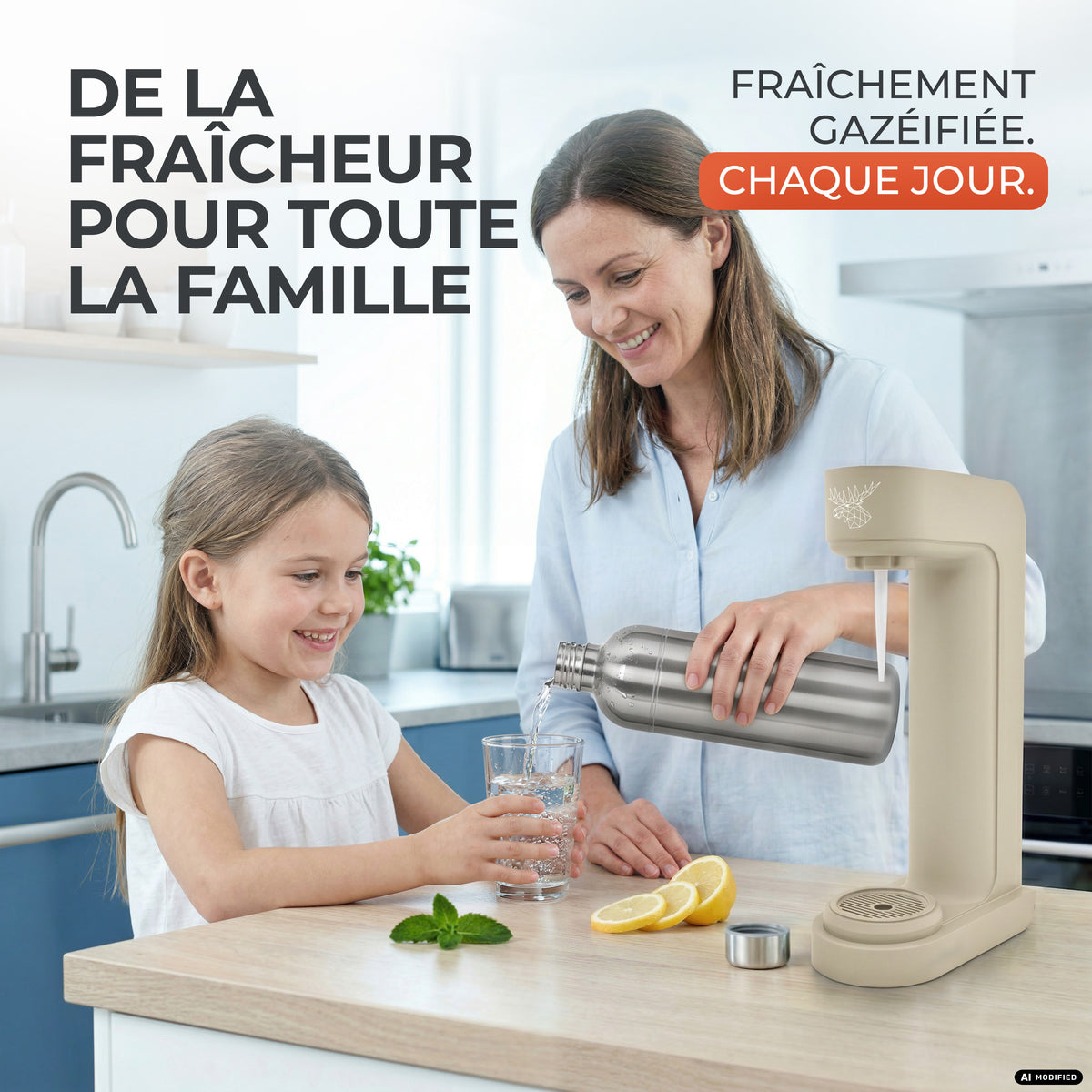 Infinity siphon à eau avec 2 bouteilles en acier inoxydable de 1,25 L