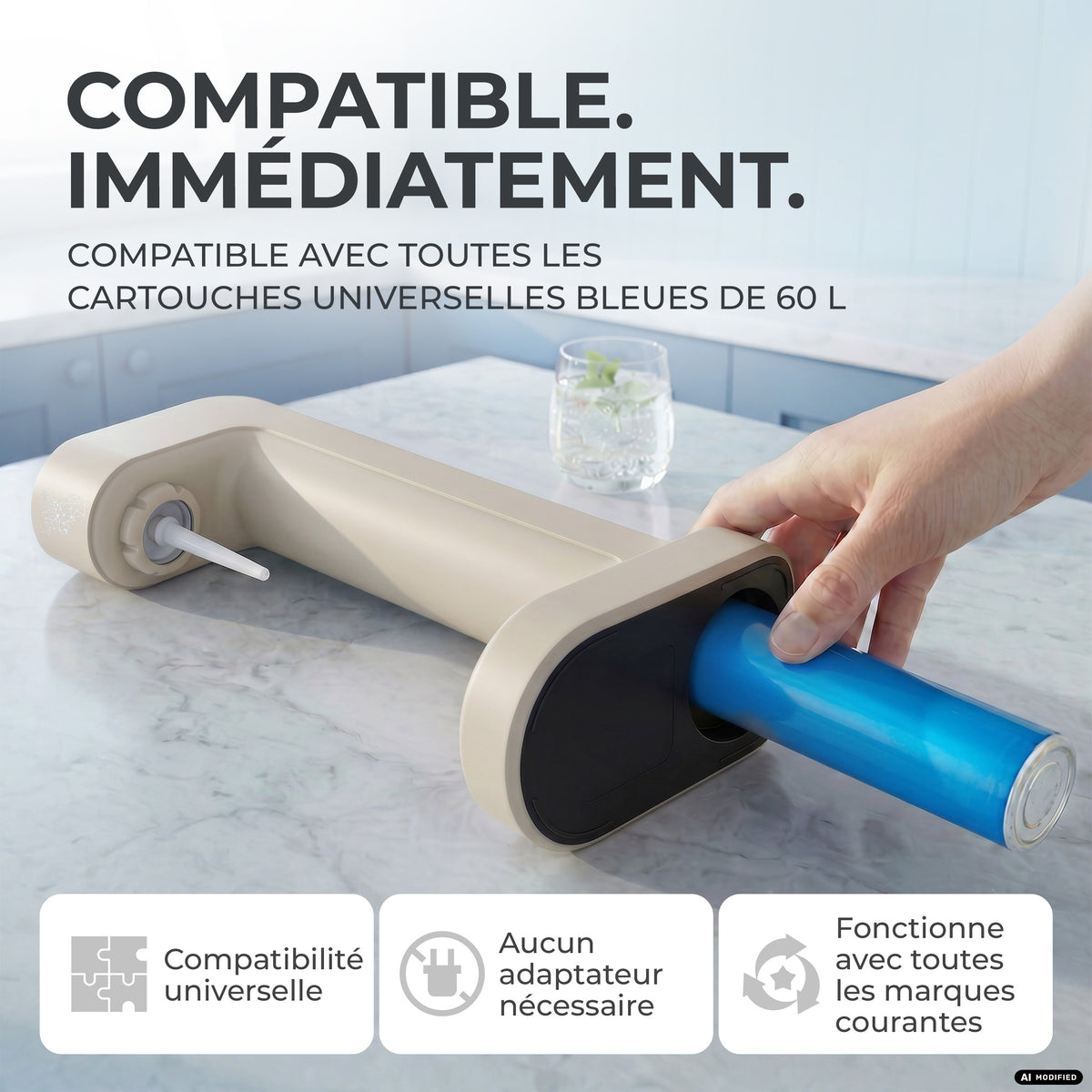Infinity siphon à eau avec 2 bouteilles en acier inoxydable de 1,25 L