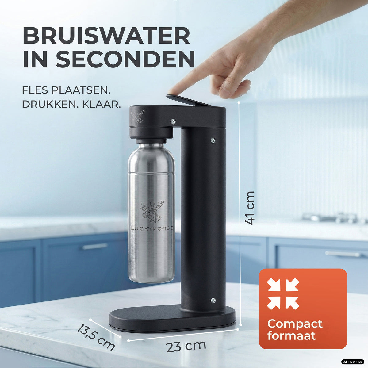 Infinity-S water carbonator with 2x 1.25L stainless steel bottles