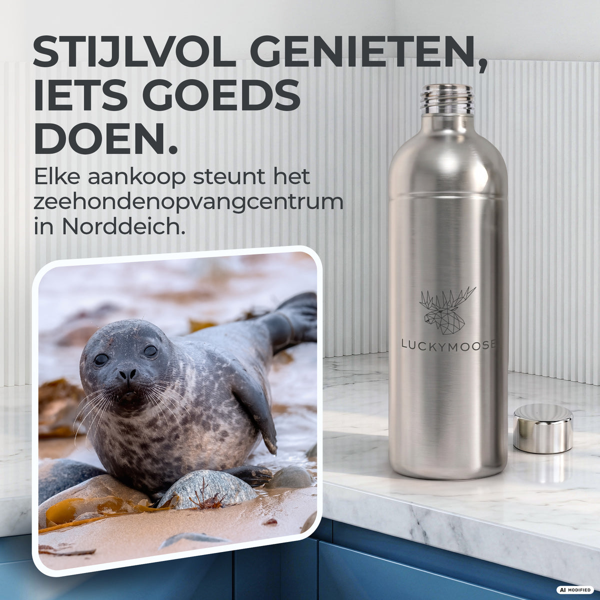 Infinity RVS-fles 1,25L & 0,75L voor Aarke, Philips, Brita
