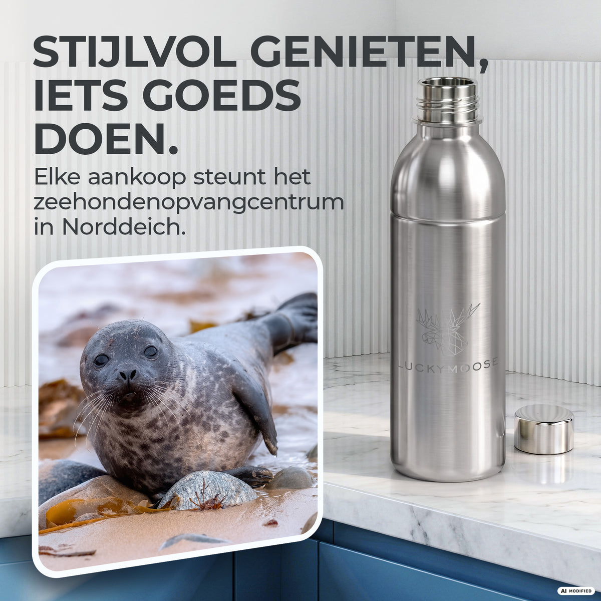 Infinity RVS-fles 1,25L & 0,75L voor Aarke, Philips, Brita