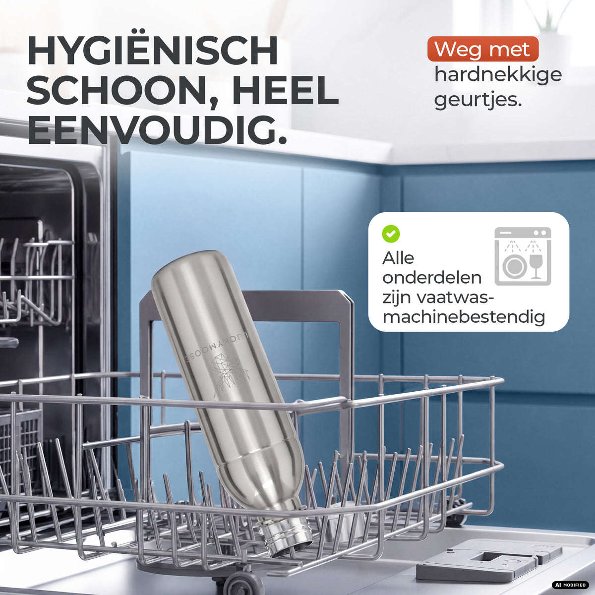Infinity RVS-fles 1,25L & 0,75L voor Aarke, Philips, Brita