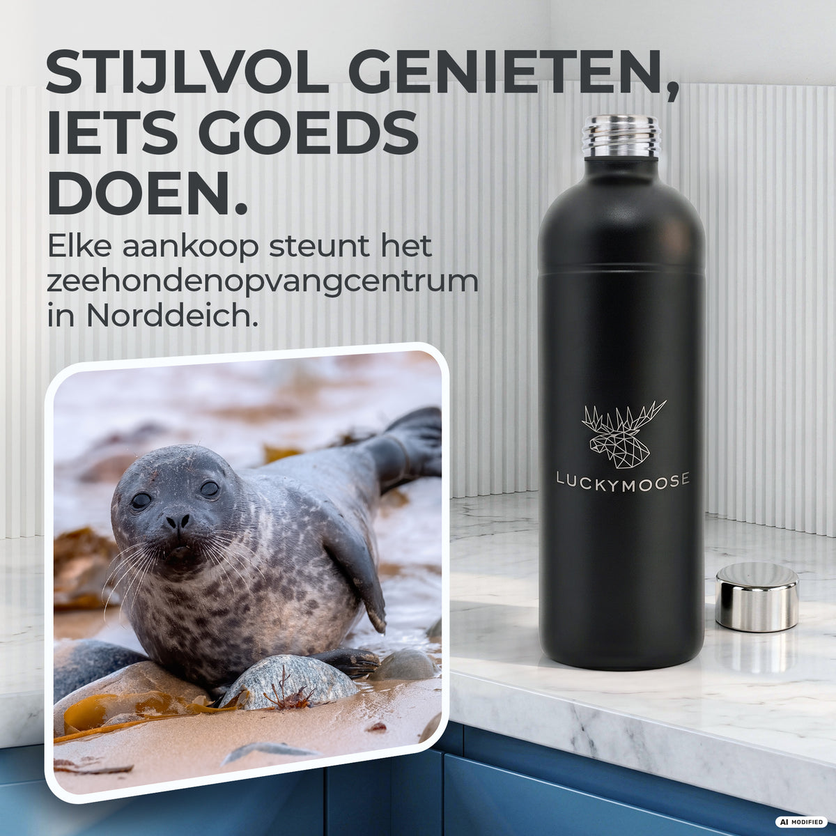 Infinity RVS-fles 1,25L & 0,75L voor Aarke, Philips, Brita