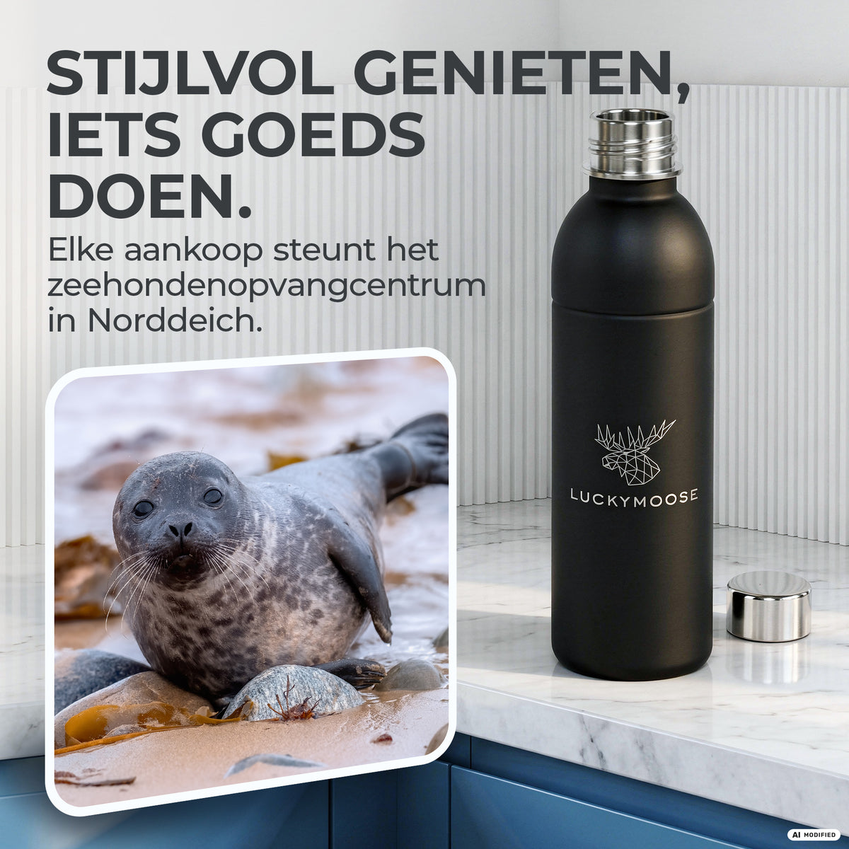 Infinity RVS-fles 1,25L & 0,75L voor Aarke, Philips, Brita