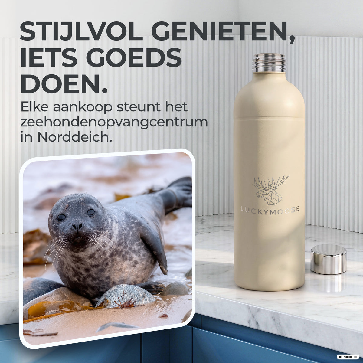 Infinity RVS-fles 1,25L & 0,75L voor Aarke, Philips, Brita