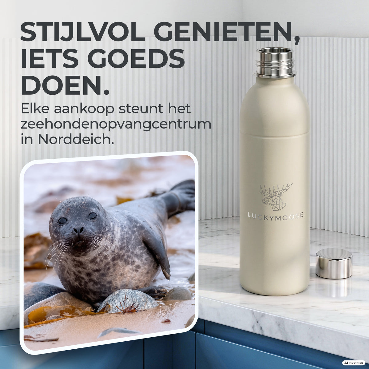Infinity RVS-fles 1,25L & 0,75L voor Aarke, Philips, Brita