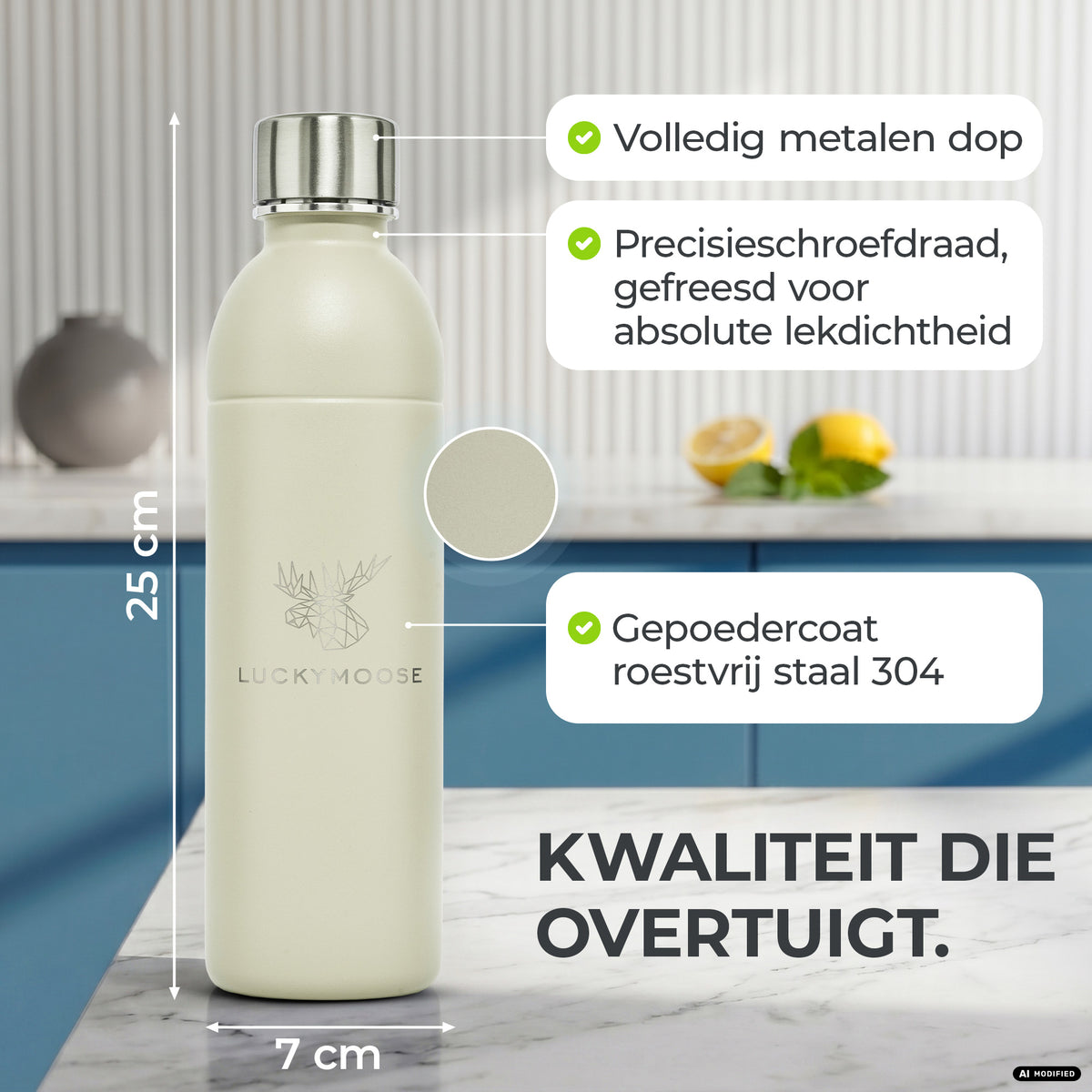 Infinity RVS-fles 1,25L & 0,75L voor Aarke, Philips, Brita