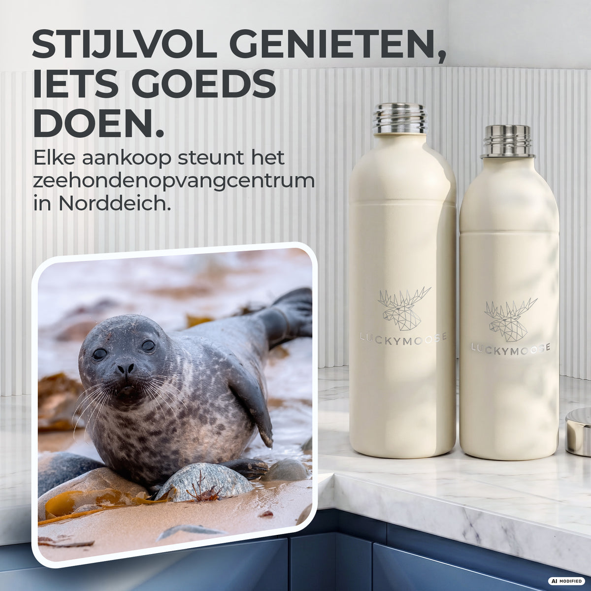 Infinity RVS-fles 1,25L & 0,75L voor Aarke, Philips, Brita