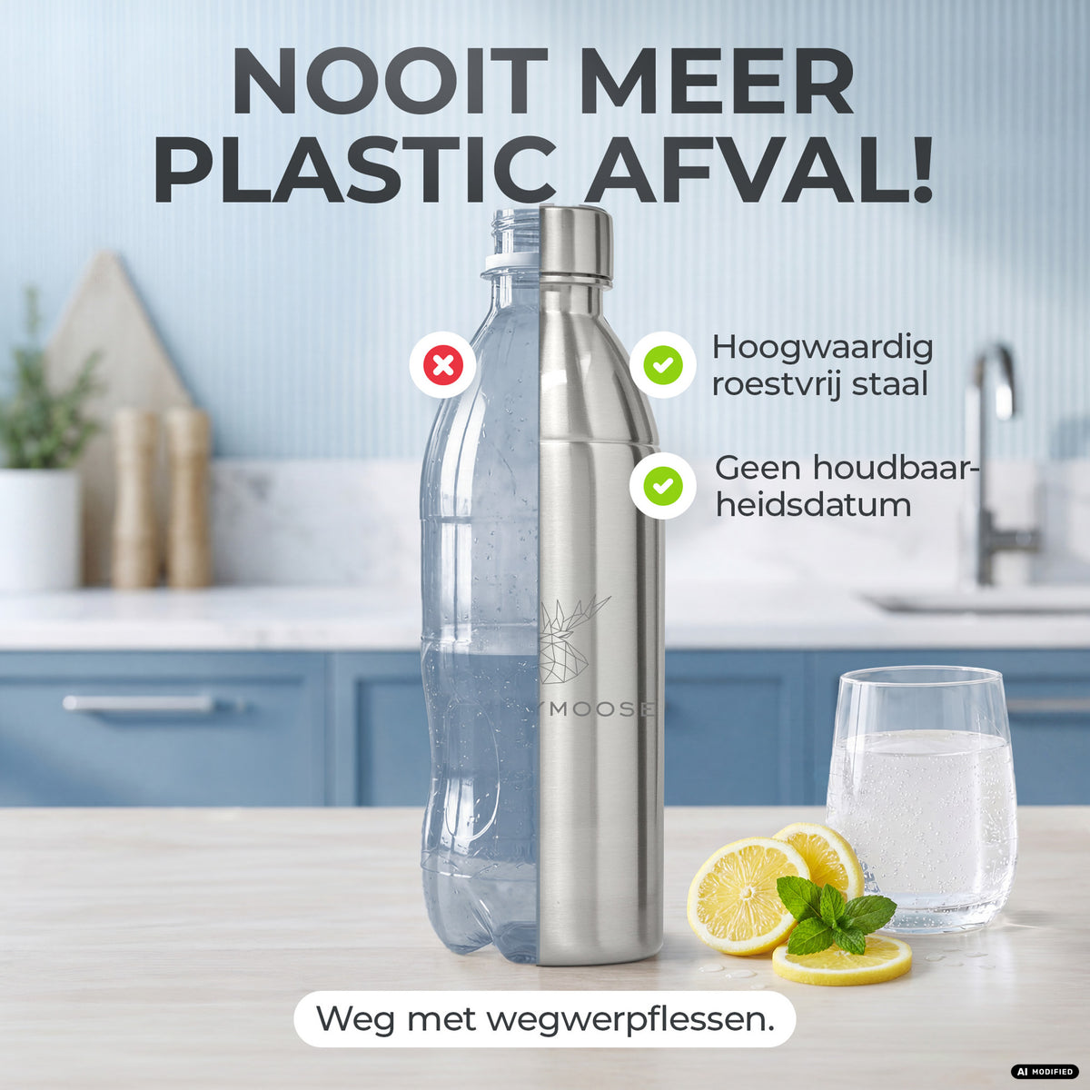 Infinity RVS-fles voor 1,1L & 0,75L Sodastream TERRA & DUO