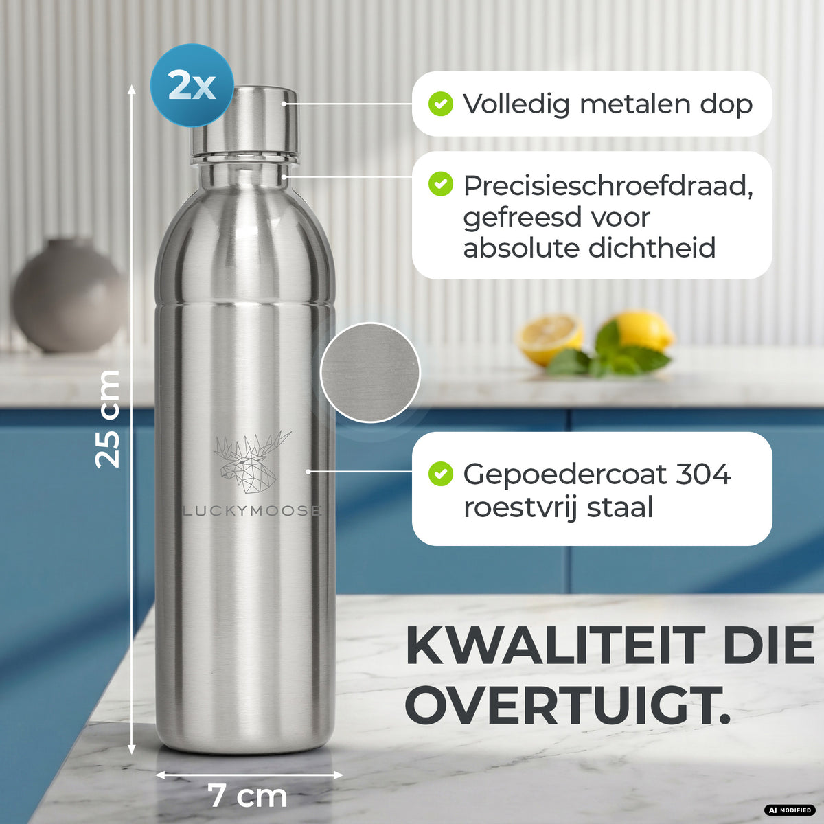 Infinity RVS-fles voor 1,1L & 0,75L Sodastream TERRA & DUO
