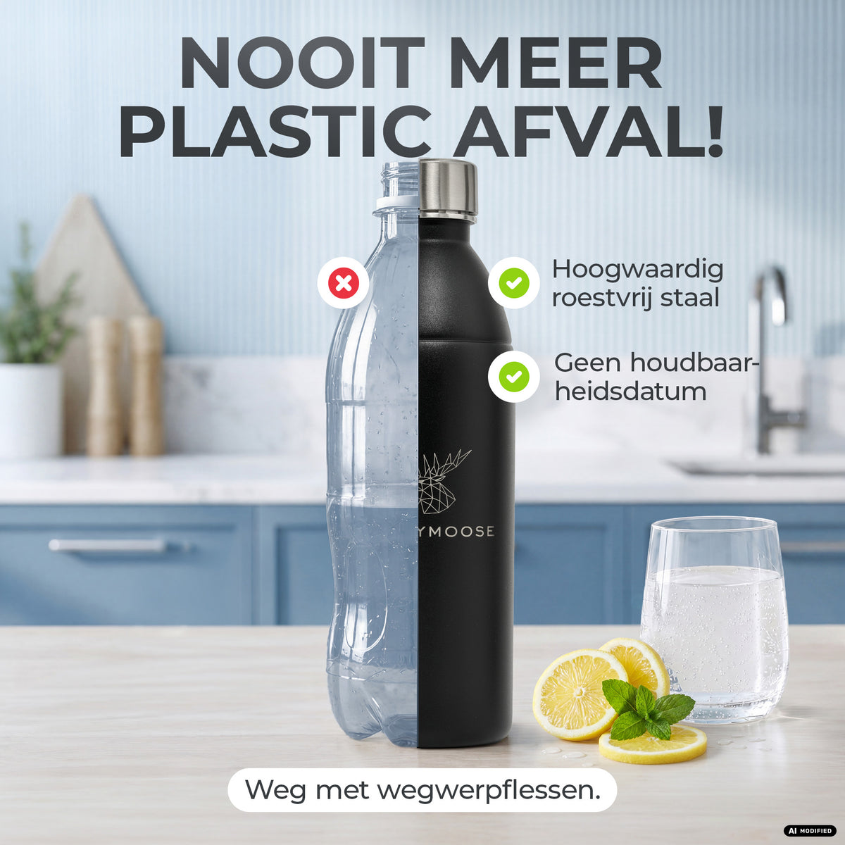 Infinity RVS-fles voor 1,1L & 0,75L Sodastream TERRA & DUO