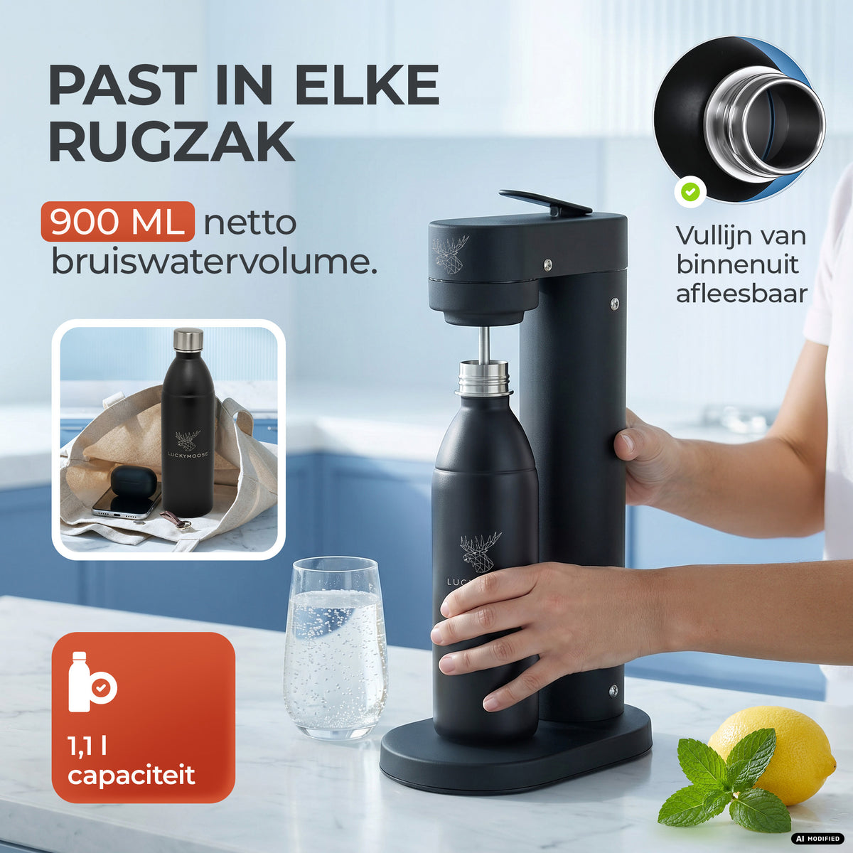 Infinity RVS-fles voor 1,1L & 0,75L Sodastream TERRA & DUO