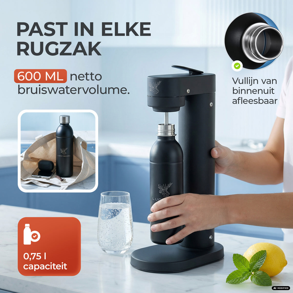 Infinity RVS-fles voor 1,1L & 0,75L Sodastream TERRA & DUO