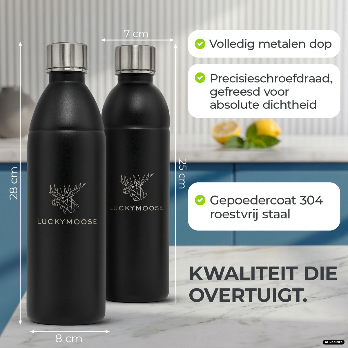 Infinity RVS-fles voor 1,1L & 0,75L Sodastream TERRA & DUO
