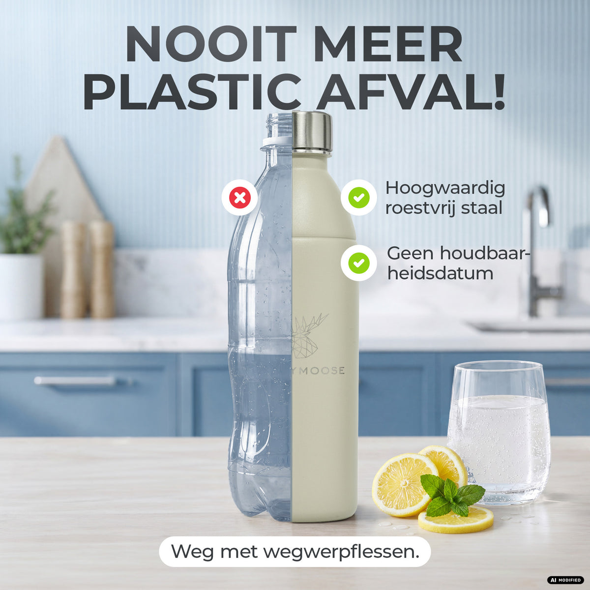 Infinity RVS-fles voor 1,1L & 0,75L Sodastream TERRA & DUO
