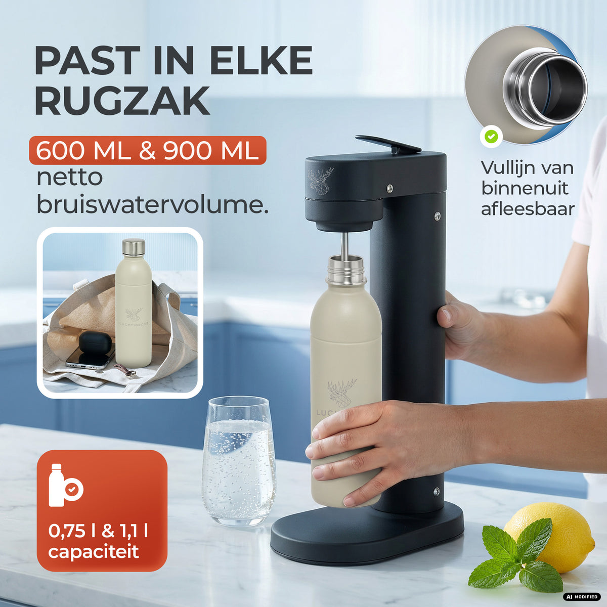 Infinity RVS-fles voor 1,1L & 0,75L Sodastream TERRA & DUO